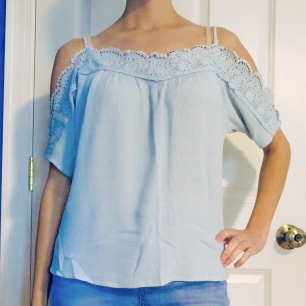 Baby Blue Off-the-Shoulder Top